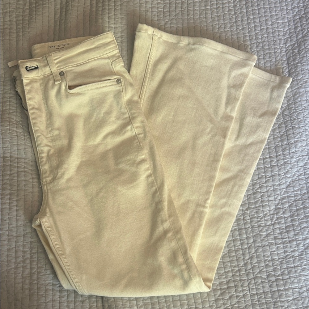 NWT Rag & Bone Cream High-Rise Flare Jeans